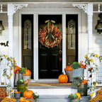 Thanksgiving Hydrangea & Bowknot Front Door Wreath