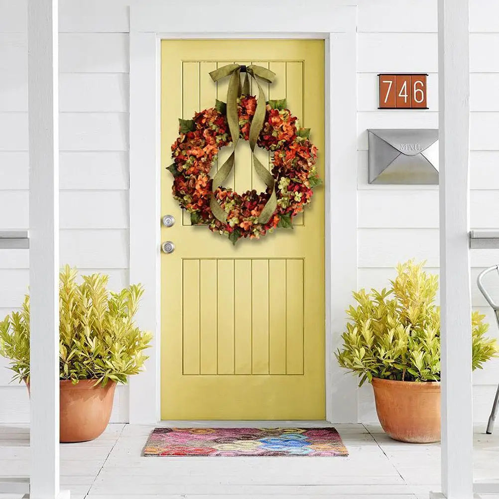 Thanksgiving Hydrangea & Bowknot Front Door Wreath