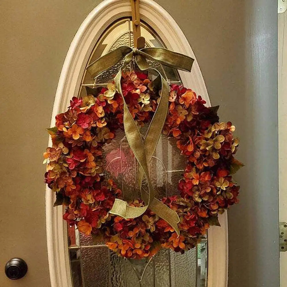 Thanksgiving Hydrangea & Bowknot Front Door Wreath