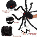 Giant Black Plush Spider Halloween Prop