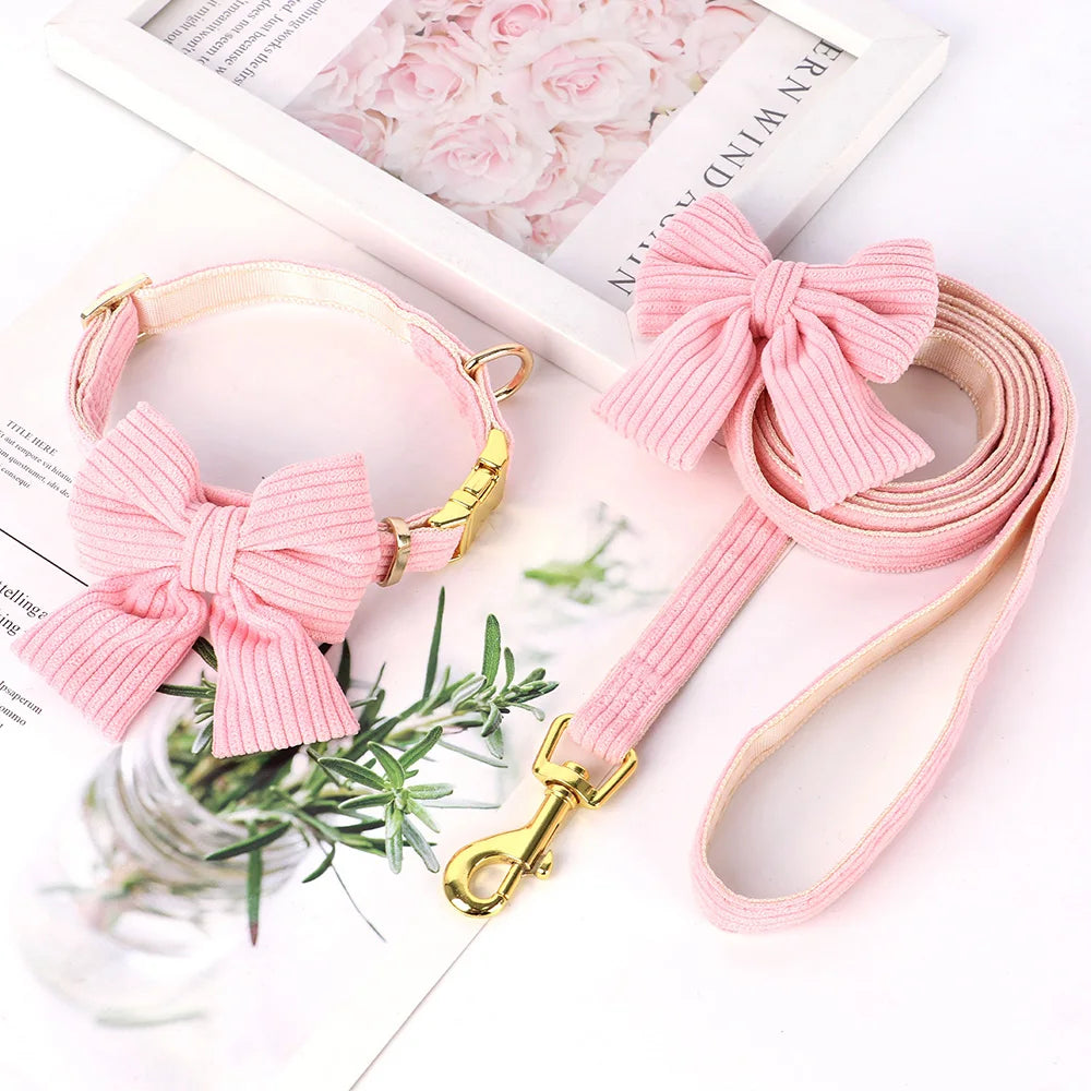 Bowknot Dog Collar & Leash Set