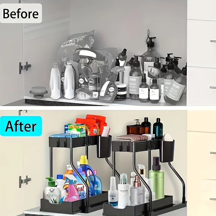 2-Tier Under-Sink Organizer with Pull-Out Drawer