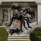 Giant Black Plush Spider Halloween Prop