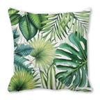 Tropical Leaf Print Plush Pillow Cover
