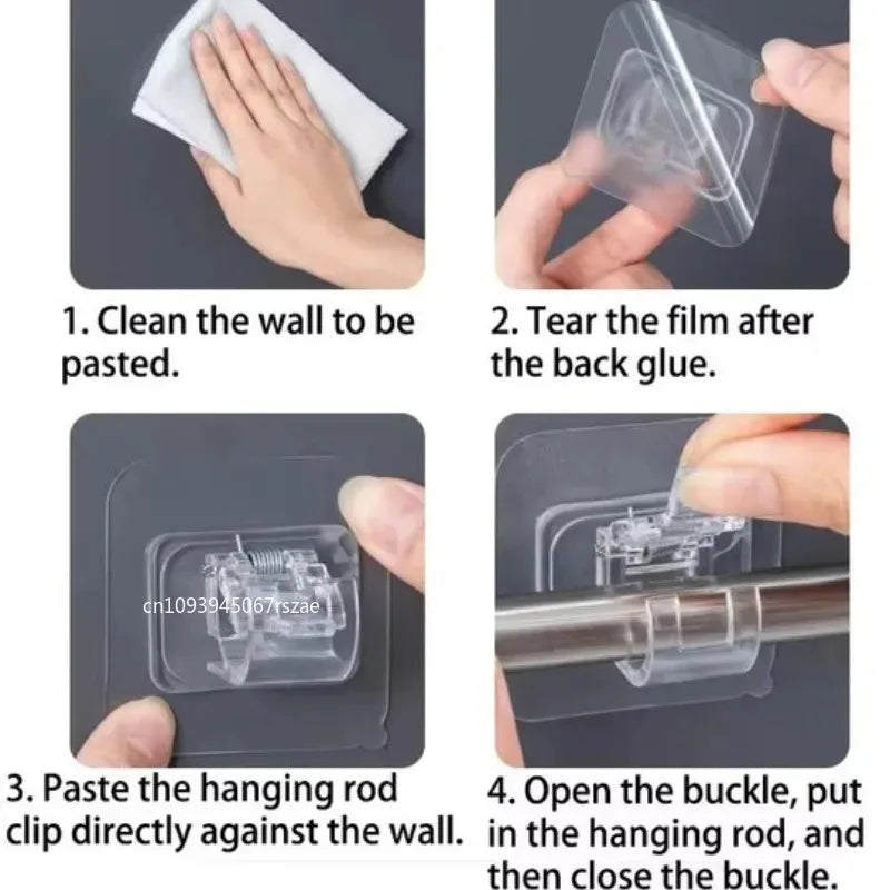 No-Drill Retractable Curtain Rod Hooks