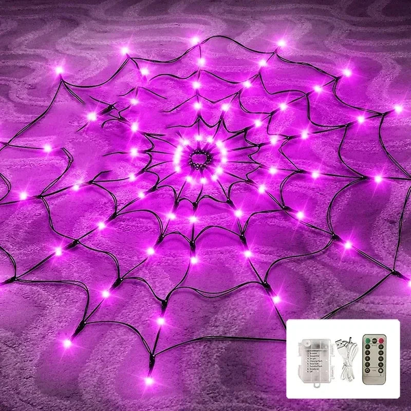 Halloween Glowing Spider Web Decoration Lights