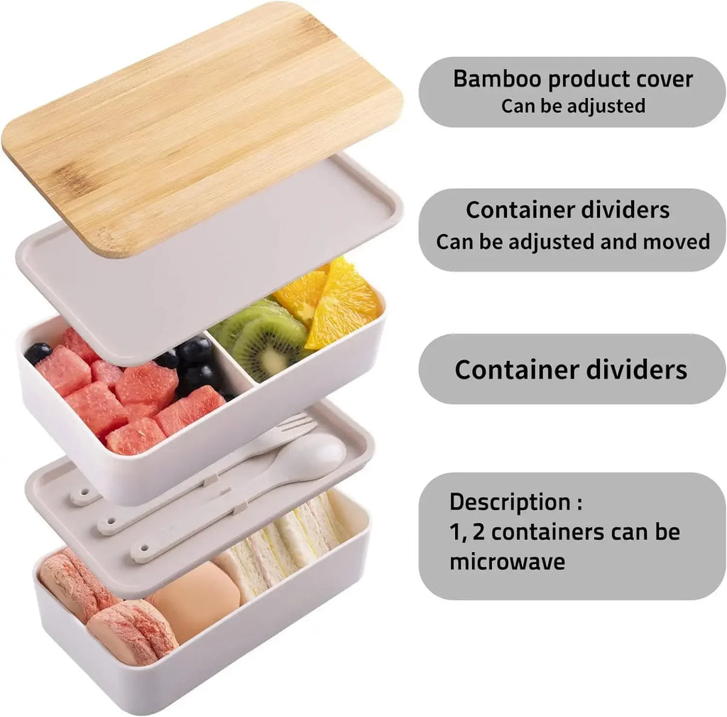 2-Tier Bento Lunch Box with Cutlery Set