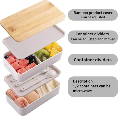 2-Tier Bento Lunch Box with Cutlery Set