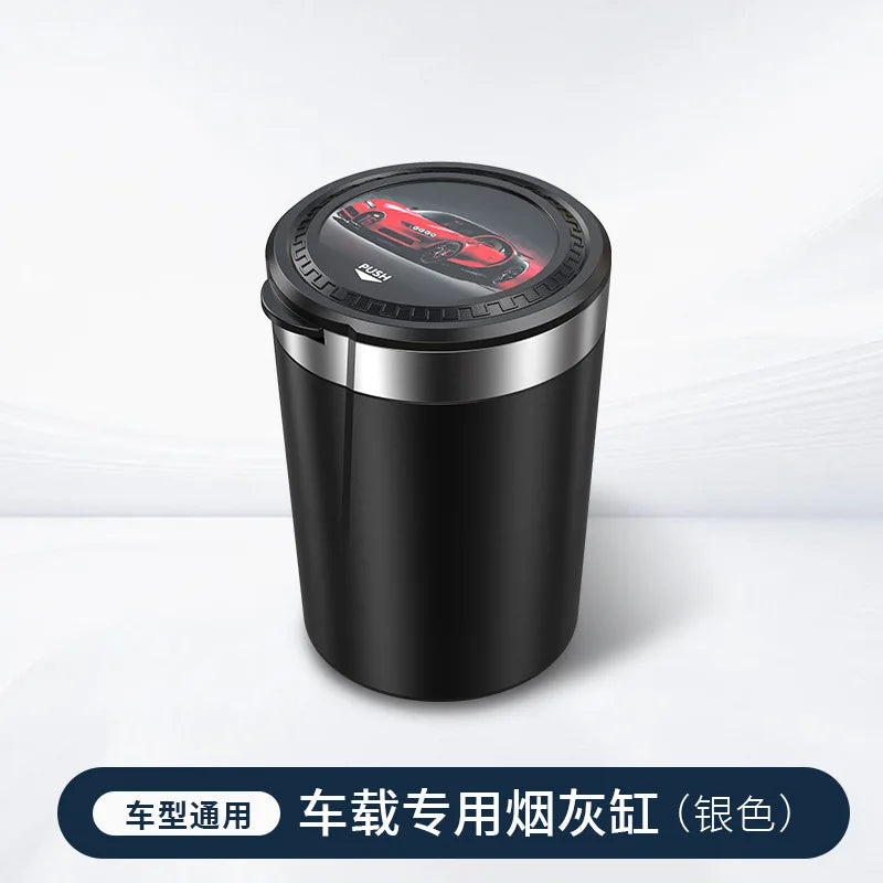 LED Car Ashtray with Lid & One-Key Opening