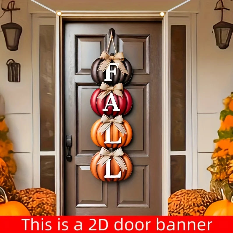 Autumn Pumpkin Welcome Door Banner