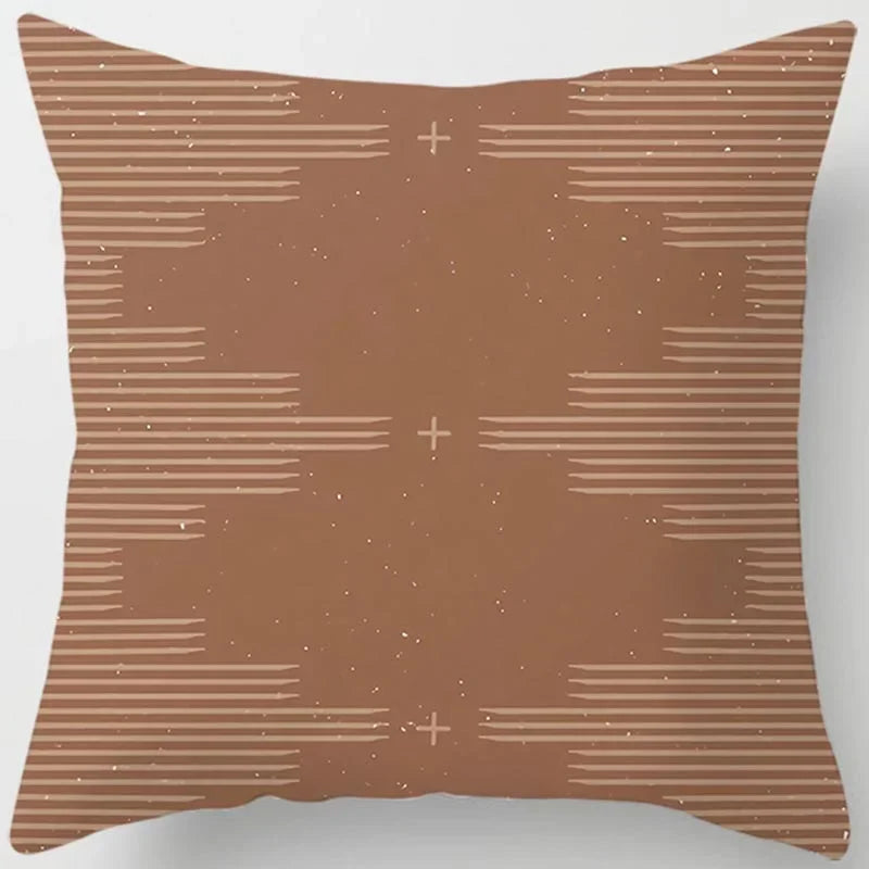 Brown Geometric Cushion Cover