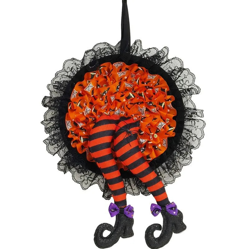 Halloween Witch Hat Leg Door Wreath