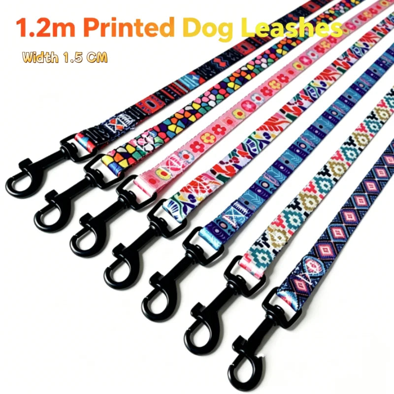 Colorful Printed Dog Collar & Leash Set