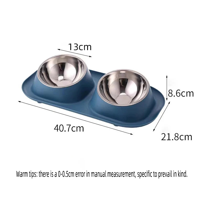 Tilted Stainless Steel Double Pet Bowl