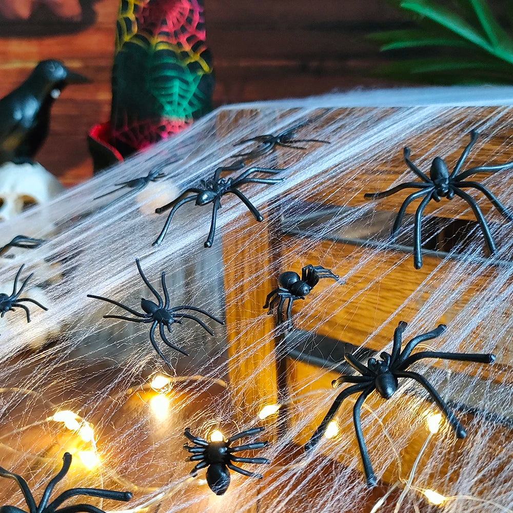 Black Mini Fake Spiders Halloween Prank Set