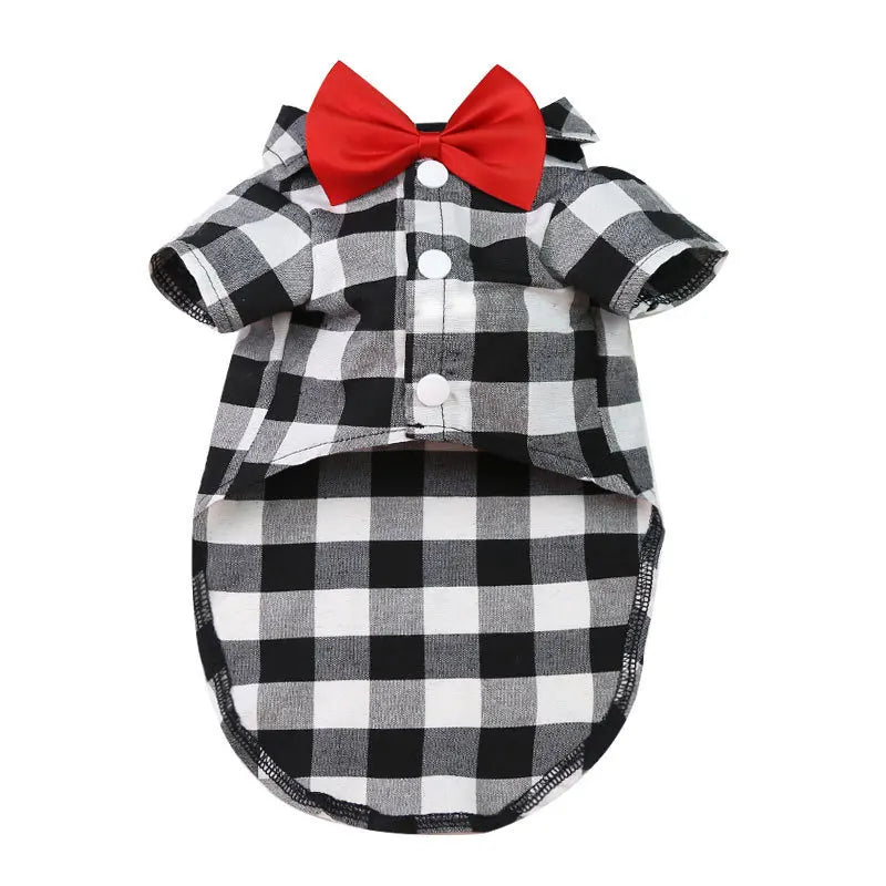 Plaid Shirt & Bow Tie Pet Costume