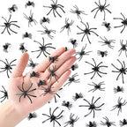 Black Mini Fake Spiders Halloween Prank Set