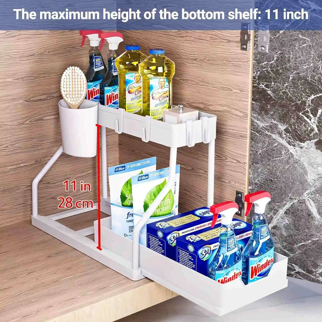 2-Tier Under-Sink Organizer with Pull-Out Drawer