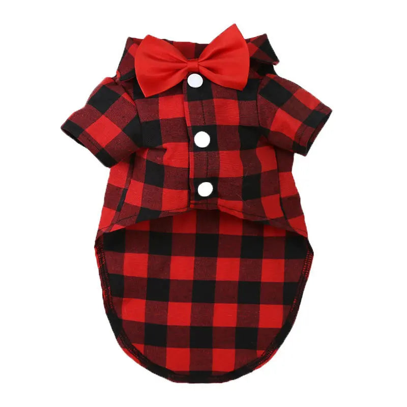 Plaid Shirt & Bow Tie Pet Costume