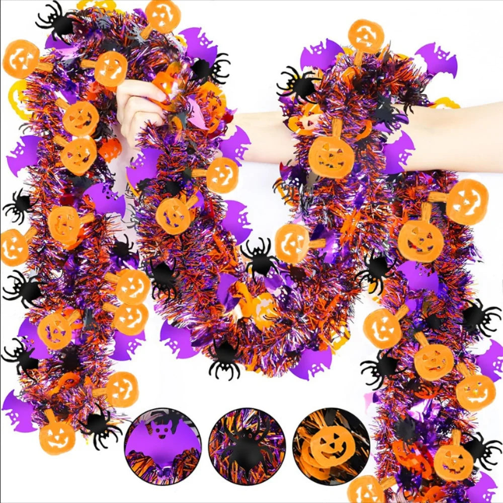 Halloween Glitter Bat & Pumpkin Door Wreath