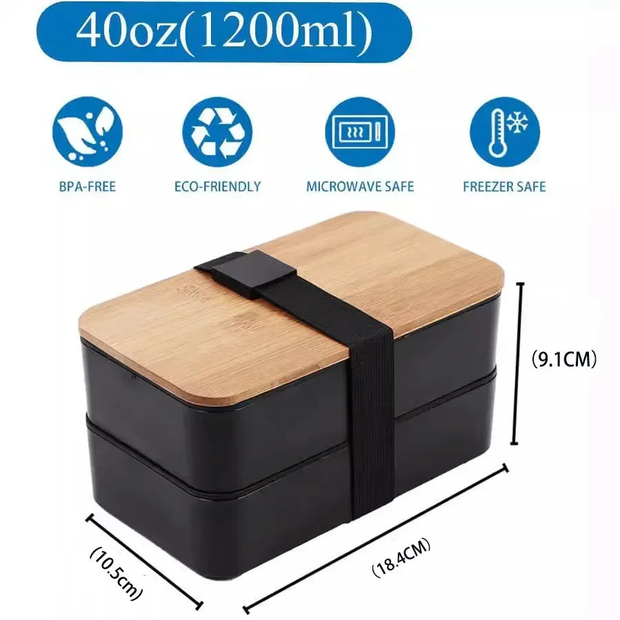 2-Tier Bento Lunch Box with Cutlery Set