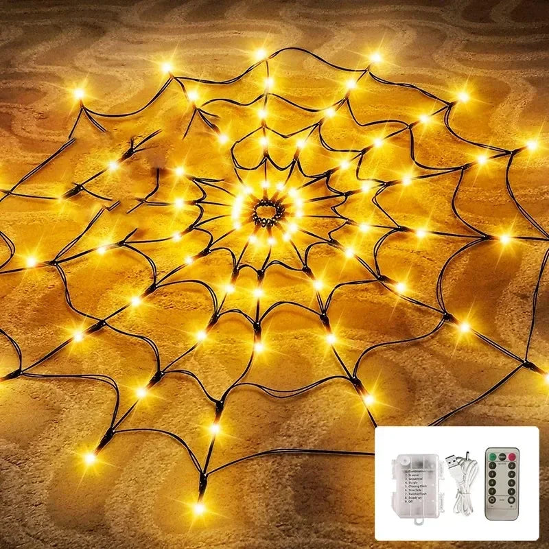 Halloween Glowing Spider Web Decoration Lights