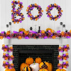 Halloween Glitter Bat & Pumpkin Door Wreath