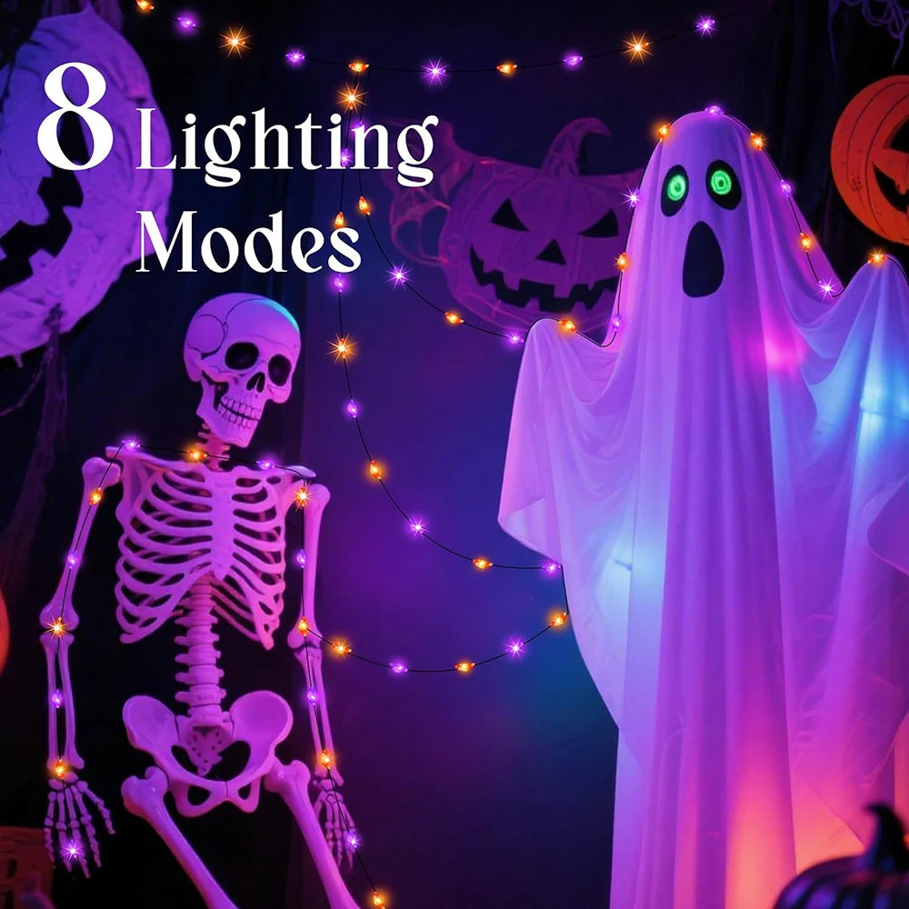 LED Halloween Purple & Orange Fairy String Lights