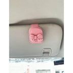 Cute Pink Bow Car Sun Visor Sunglasses Holder