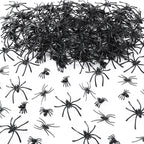 Black Mini Fake Spiders Halloween Prank Set