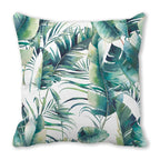 Tropical Leaf Print Plush Pillow Cover