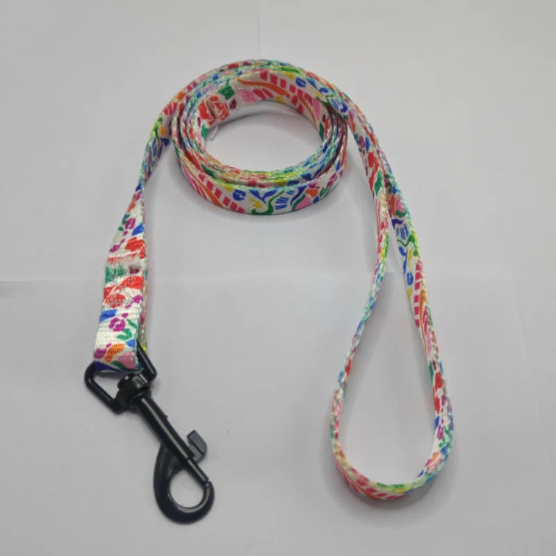Colorful Printed Dog Collar & Leash Set