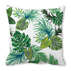 Tropical Leaf Print Plush Pillow Cover