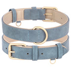 Soft Padded Leather Dog Collar & Leash Set