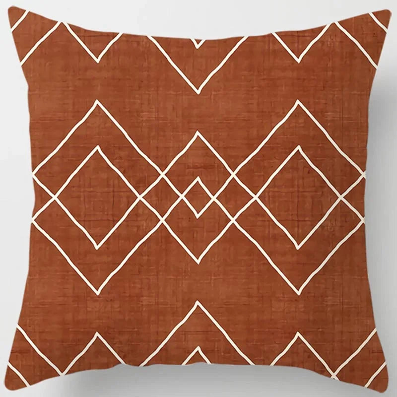 Brown Geometric Cushion Cover