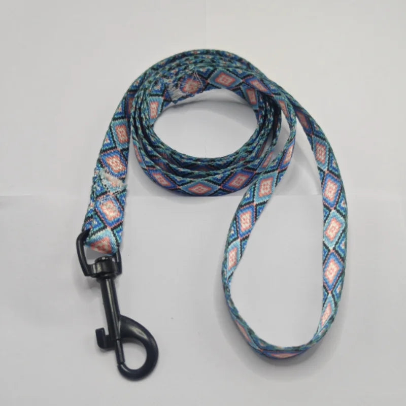 Colorful Printed Dog Collar & Leash Set
