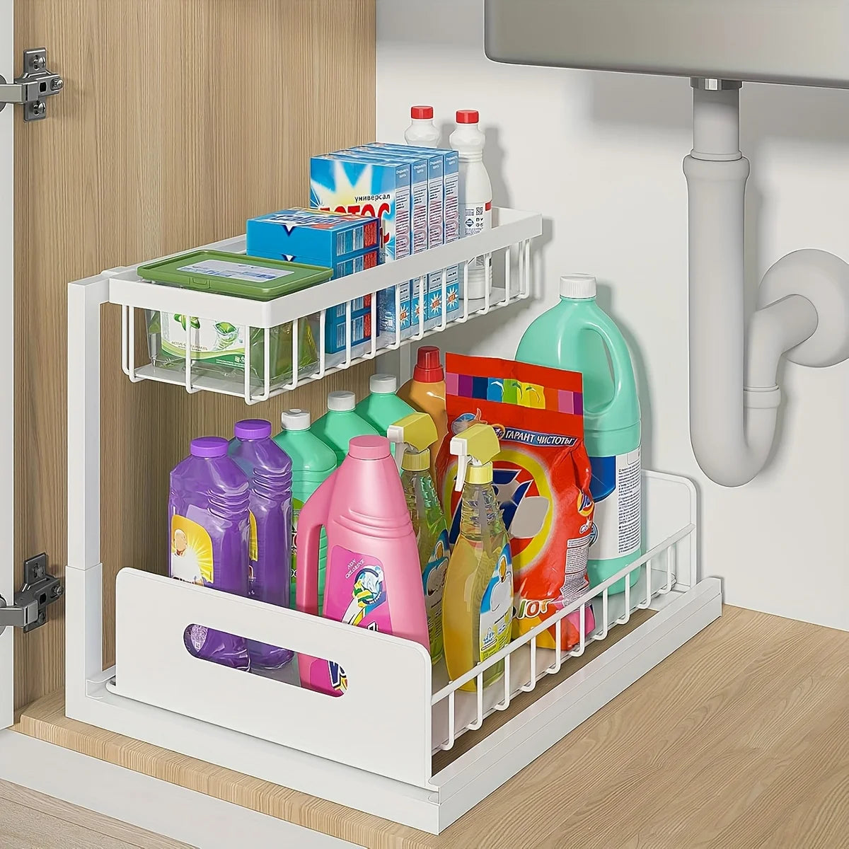 2-Tier Sliding Under-Sink Organizer