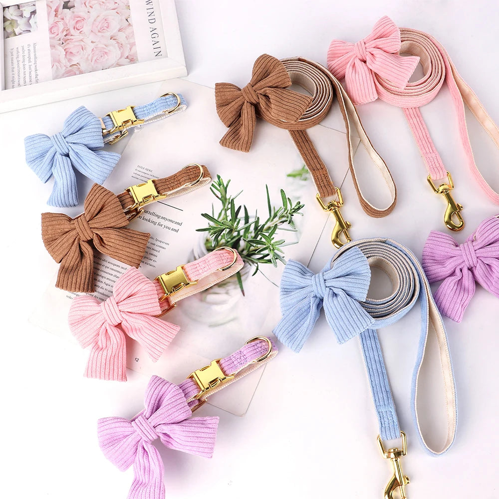 Bowknot Dog Collar & Leash Set