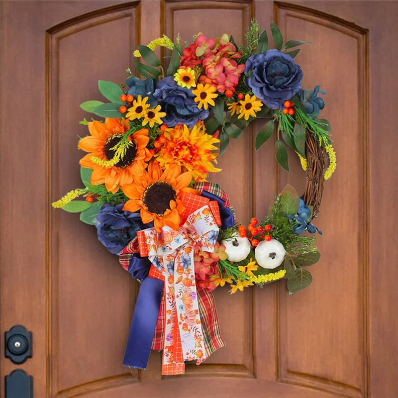 Autumn Harvest Artificial Flower Door Wreath