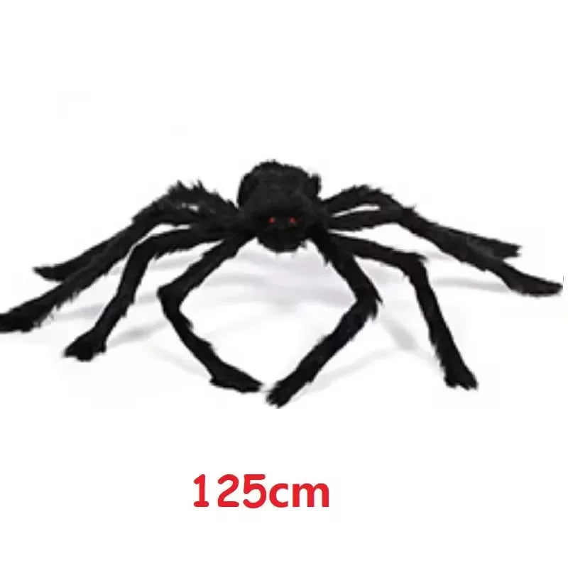 Giant Black Plush Spider Halloween Prop