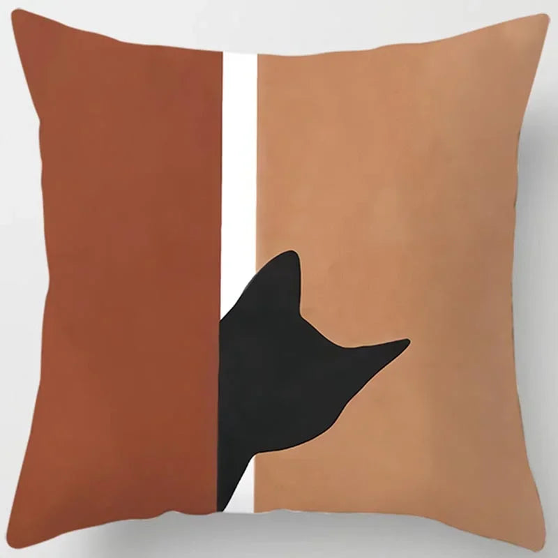 Brown Geometric Cushion Cover