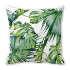 Tropical Leaf Print Plush Pillow Cover