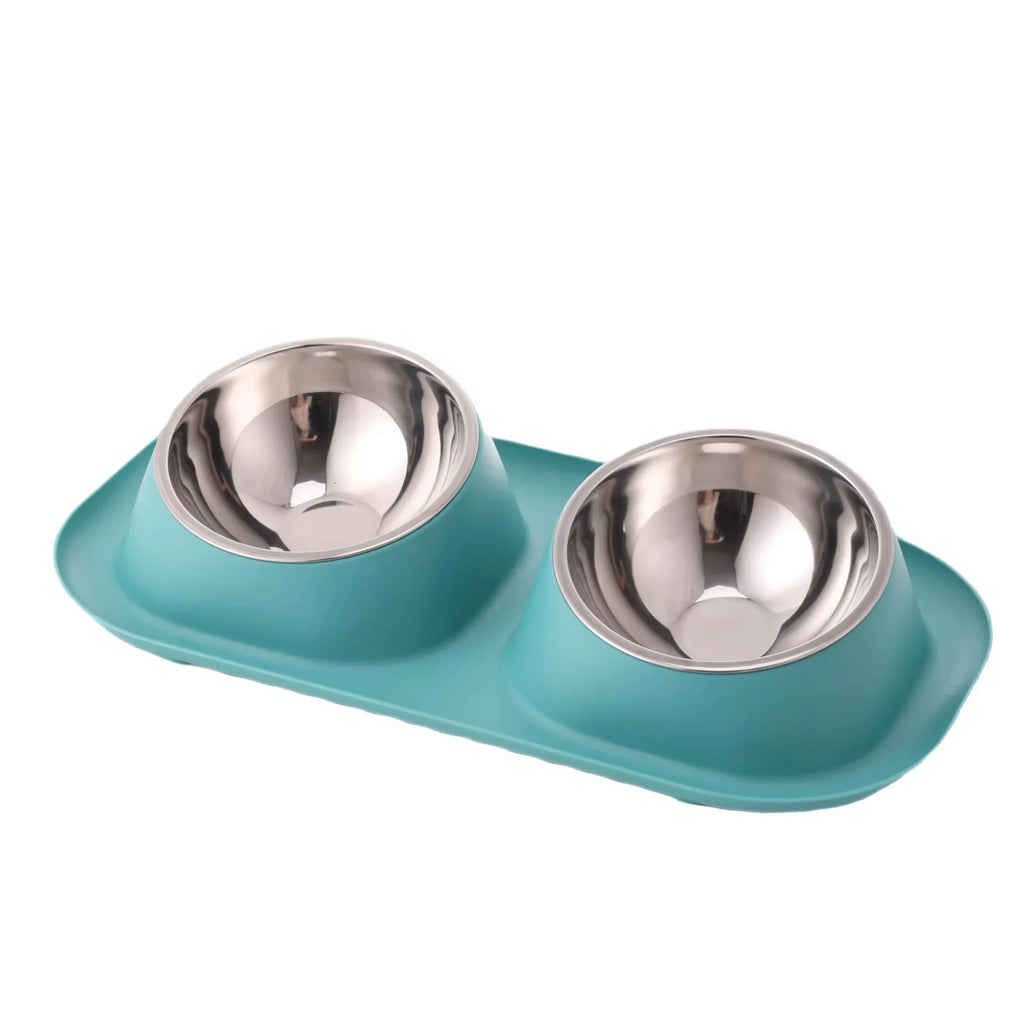Tilted Stainless Steel Double Pet Bowl
