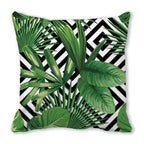 Tropical Leaf Print Plush Pillow Cover