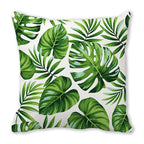 Tropical Leaf Print Plush Pillow Cover