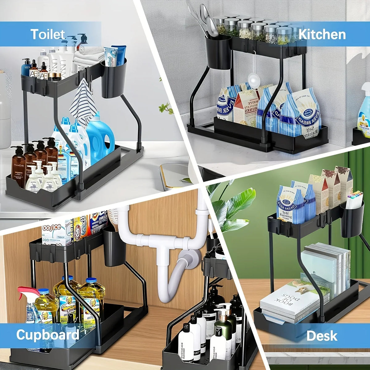 2-Tier Under-Sink Organizer with Pull-Out Drawer