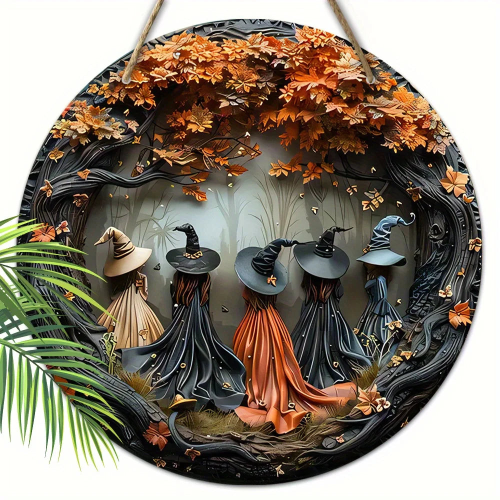 Halloween Gothic Witch Wooden Hanging Decor