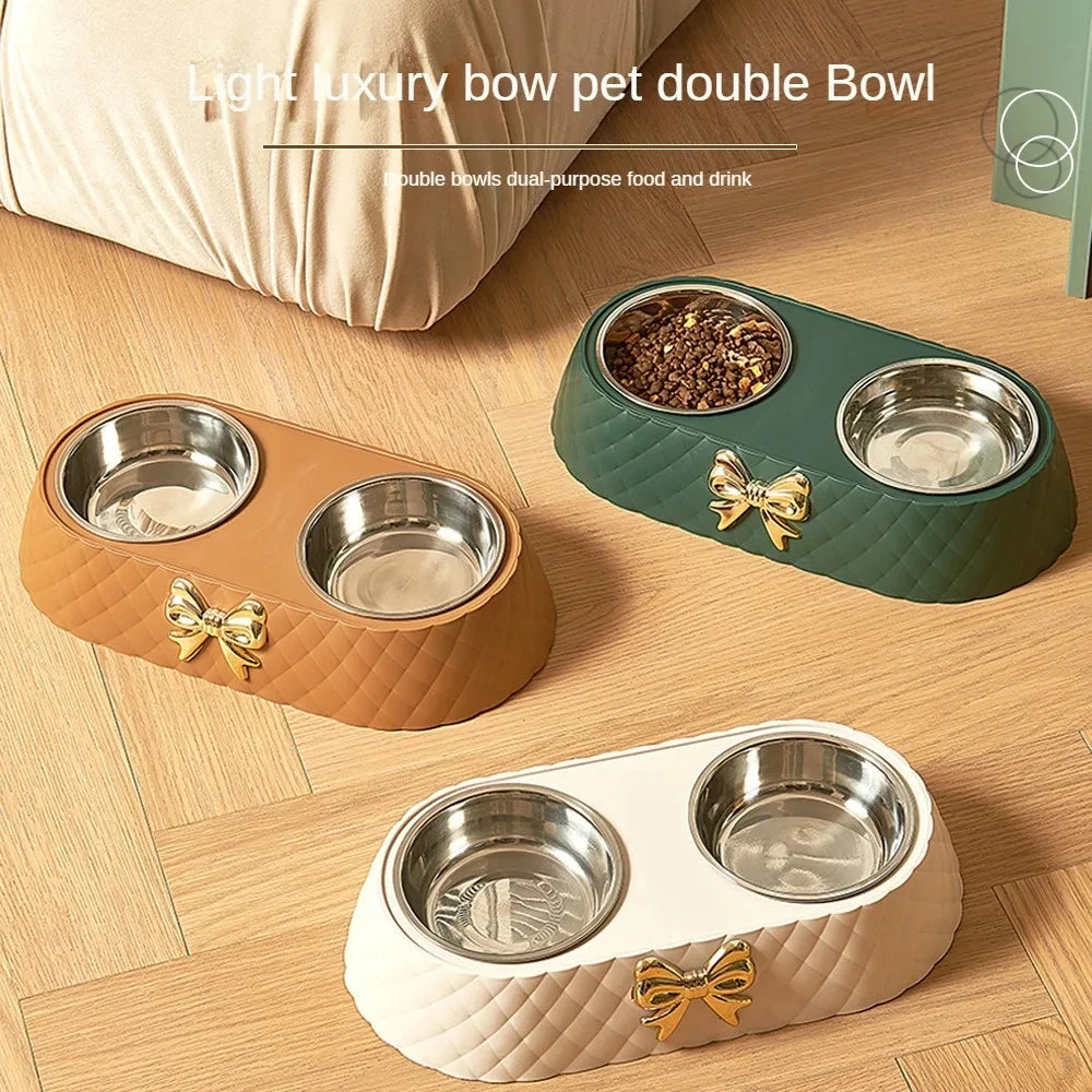 Bow Tie Double Pet Bowl