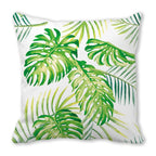 Tropical Leaf Print Plush Pillow Cover