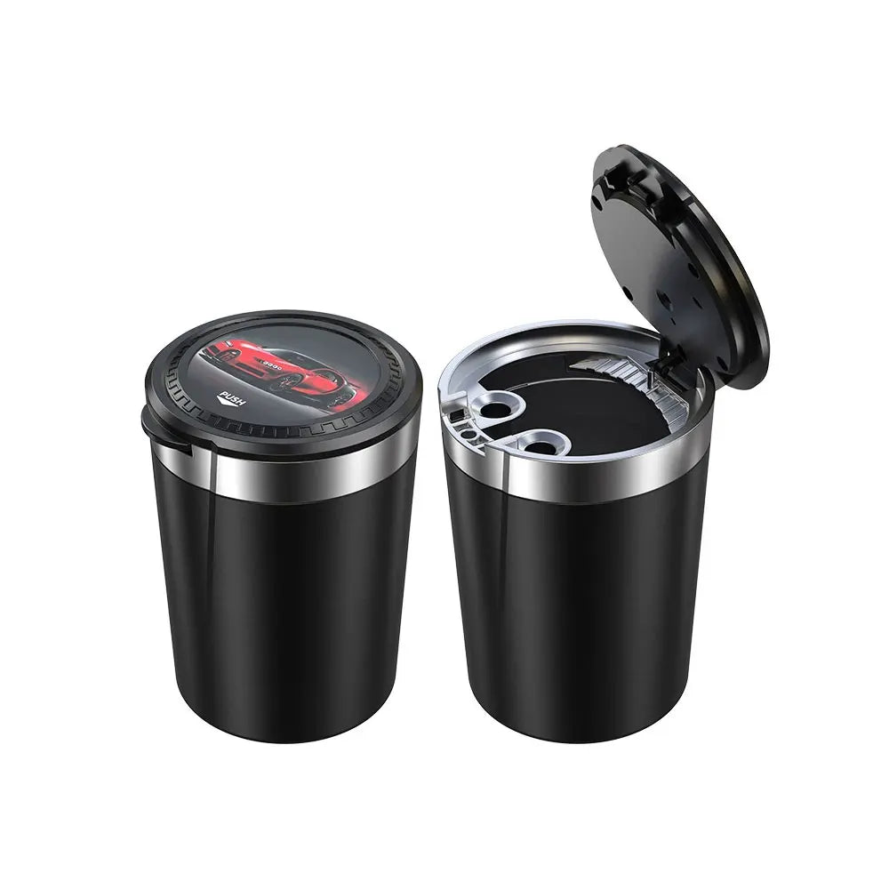 LED Car Ashtray with Lid & One-Key Opening